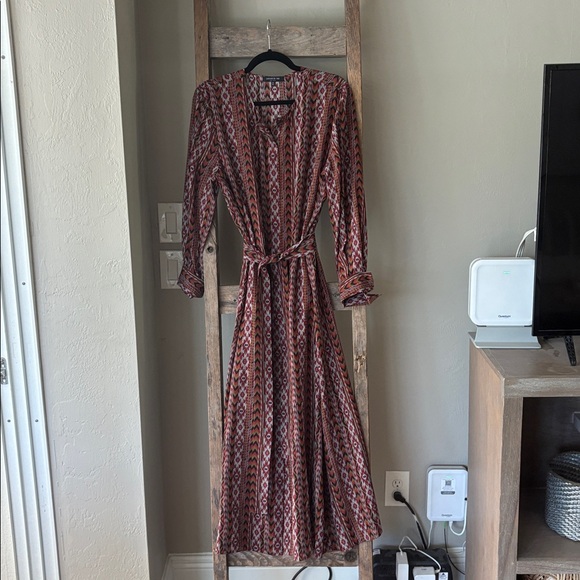 Lafayette 148 New York Coleen 100% Silk Kilim Print Maxi Dress Size 14 - Picture 4 of 8